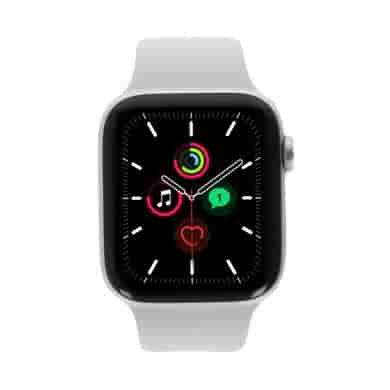 Apple Watch SE GPS 44mm Aluminium silber Sportarmband weiß