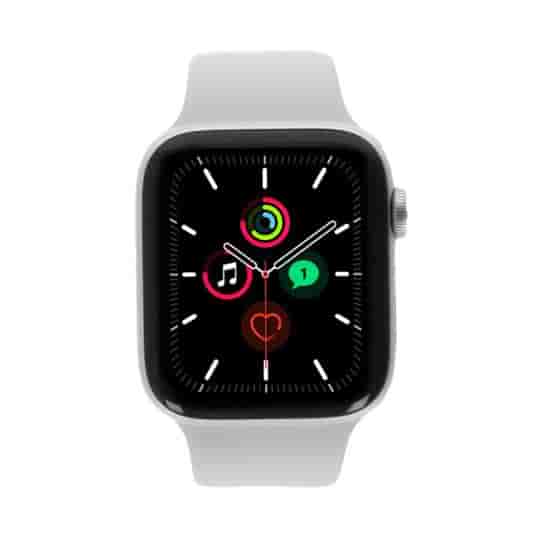 Apple Watch SE GPS 44mm Aluminium silber Sportarmband weiß