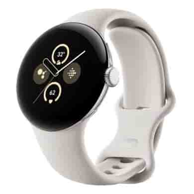 Google Pixel Watch 2 polished silver LTE Sportarmband porcelain