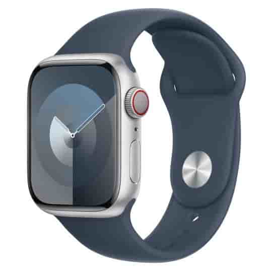 Apple Watch Series 9 GPS + Cellular 41mm Aluminium silber Sportarmband sturmblau S/M