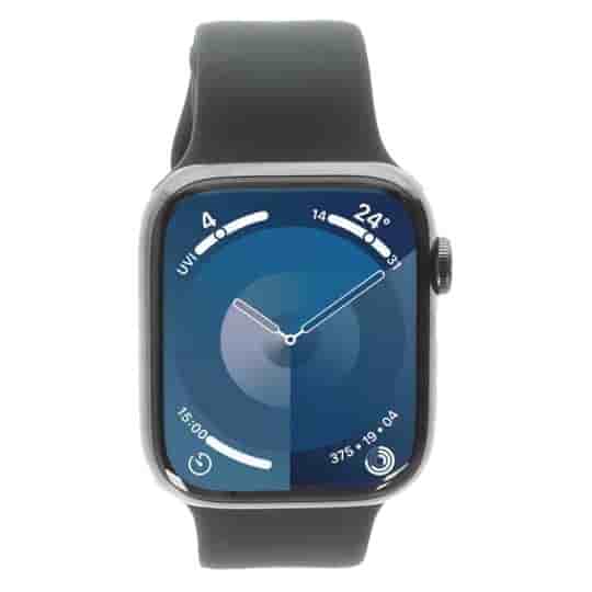 Apple Watch Series 9 GPS + Cellular 45mm Edelstahl graphit Sportarmband mitternacht M/L