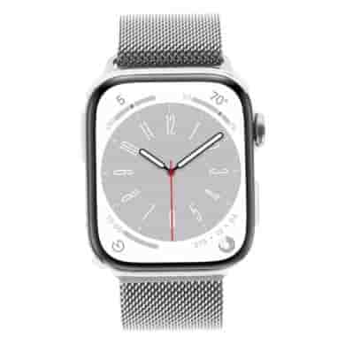 Apple Watch Series 8 GPS Edelstahlgehäuse silber 45mm mit Milanaise-Armband silber