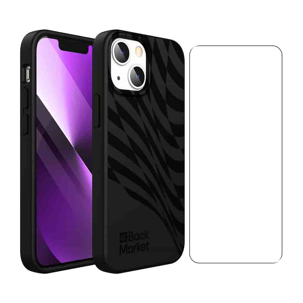 Back Market Case iPhone 13 and protective screen - 100% Biodegradable - Black Wave
