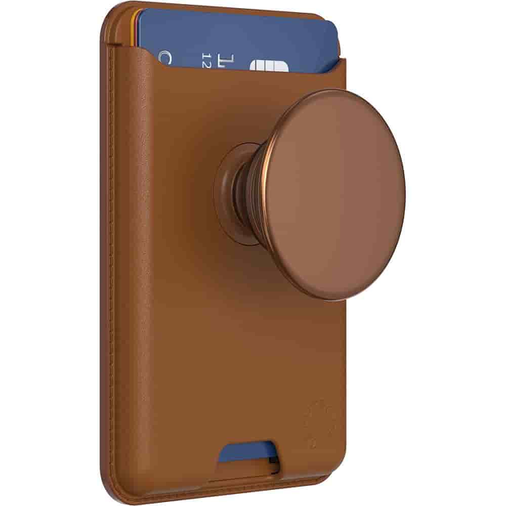 Stabilisateur Porte carte PopWallet Magnétique Stand et Selfie Cognac Popsockets
