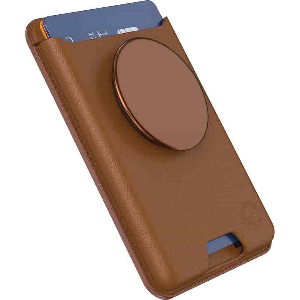 Stabilisateur Porte carte PopWallet Magnétique Stand et Selfie Cognac Popsockets