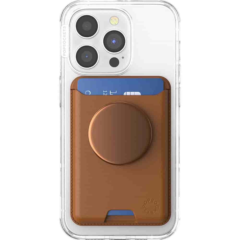 Stabilisateur Porte carte PopWallet Magnétique Stand et Selfie Cognac Popsockets