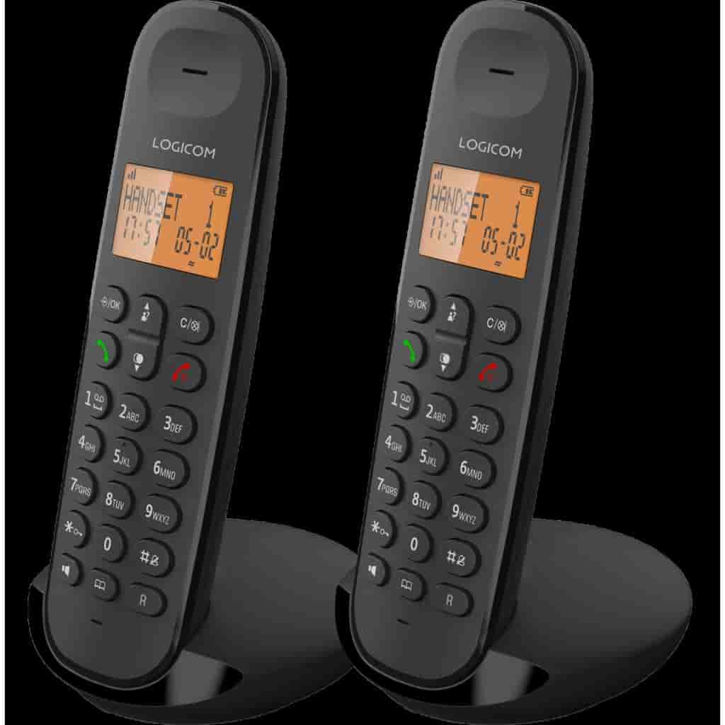 Téléphone fixe Pack de 2 DECT Sans fil Iloa 250 Duo Mains libres Noir Logicom