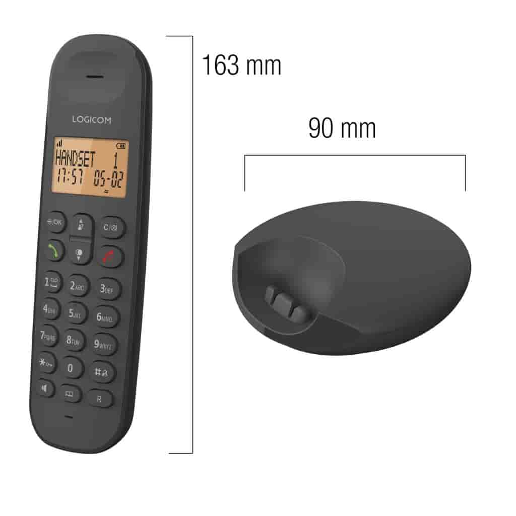 Téléphone fixe Pack de 2 DECT Sans fil Iloa 250 Duo Mains libres Noir Logicom