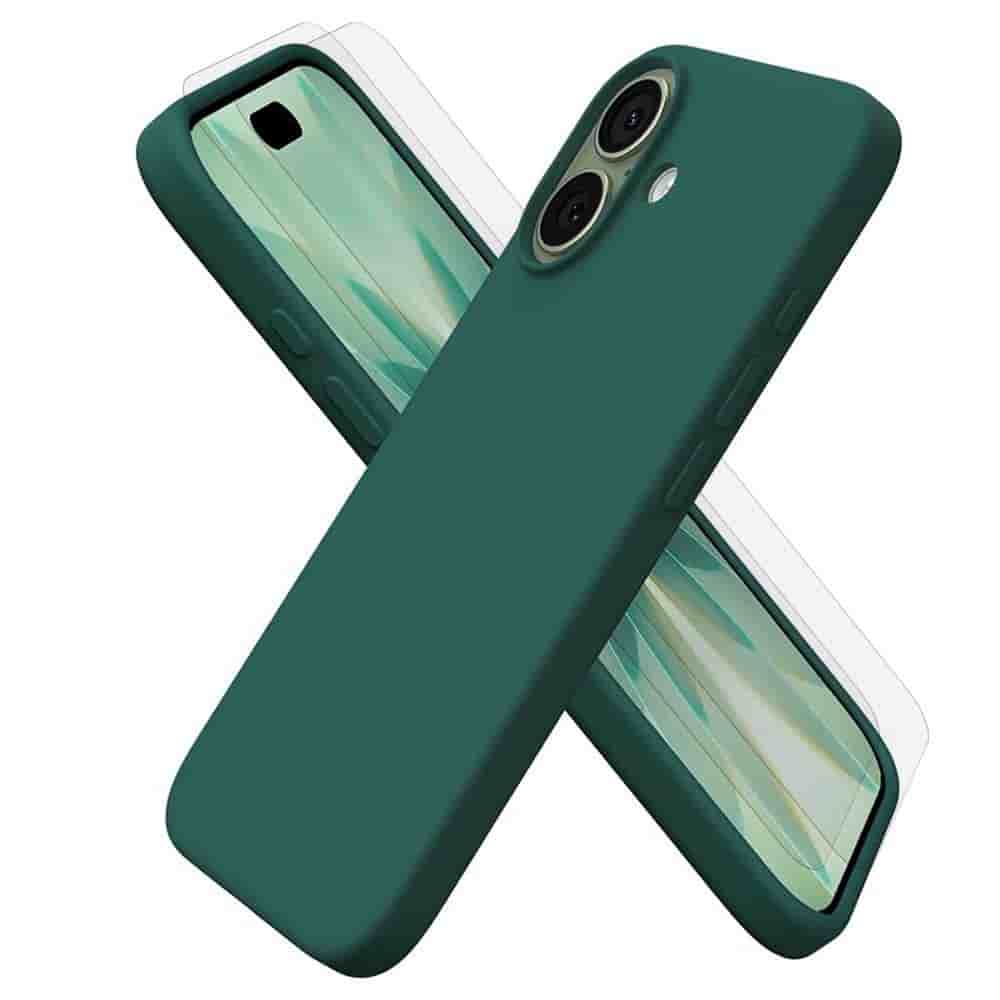 Coque iPhone 17 et 2 écrans de protection - Silicone - Vert