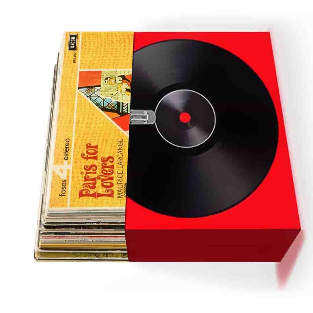 Platine Vinyle Bmi Boîtes en carton pour le rangement de vos vinyles - Big Ben VINYLCASE04 - Dimensions 35 x 33 x 19 cm - Lot de 2