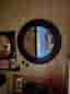 Retro. Rund spegel. vintage. Brunlaserad