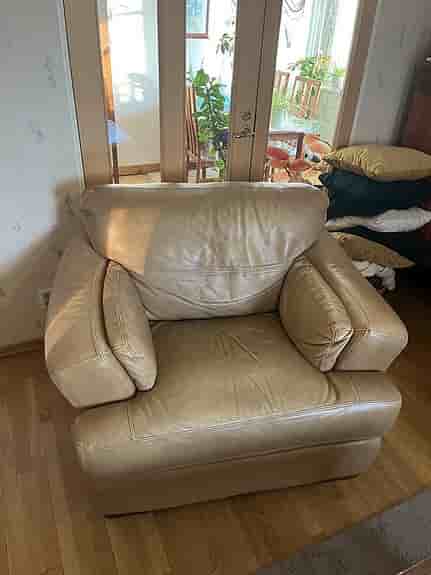Soffgrupp i äkta läder, Beige