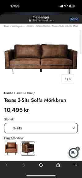 soffa Texas mörkbrun (3 sits) + fåtölj