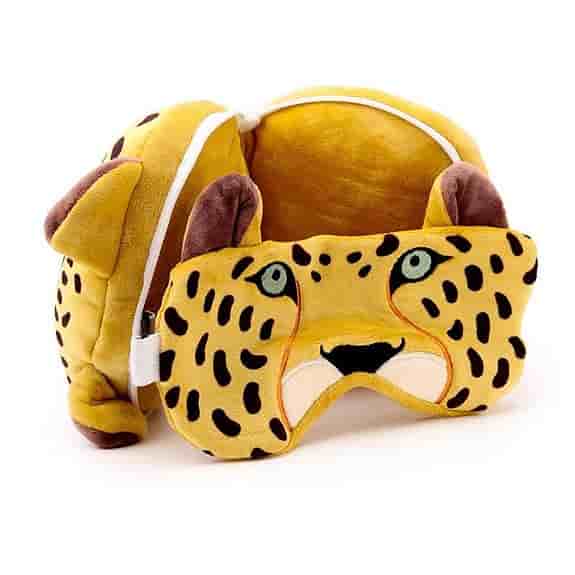 Relaxeazzz – Leopard Rund Resekudde & Ögonmask