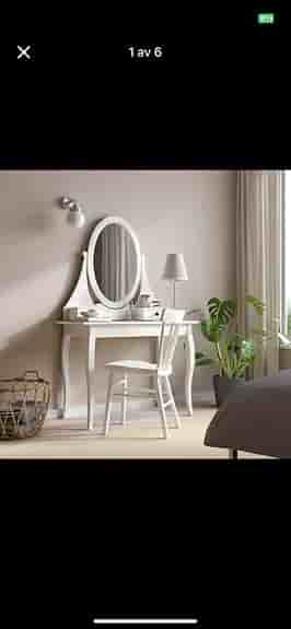 HEMNES bord med spegel & pall