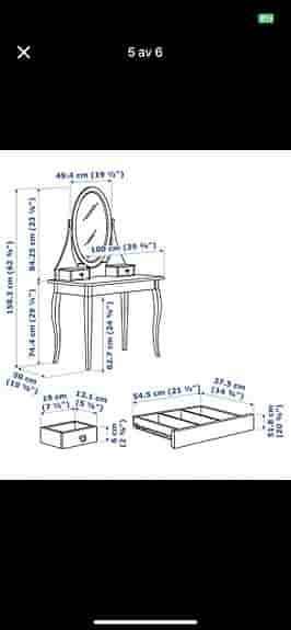 HEMNES bord med spegel & pall