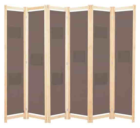 vidaXL Rumsavdelare 6 paneler 240x170x4 cm brun tyg