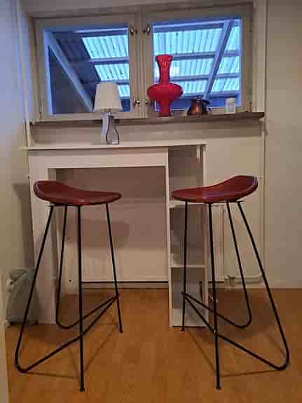 2 skinn barstolar
