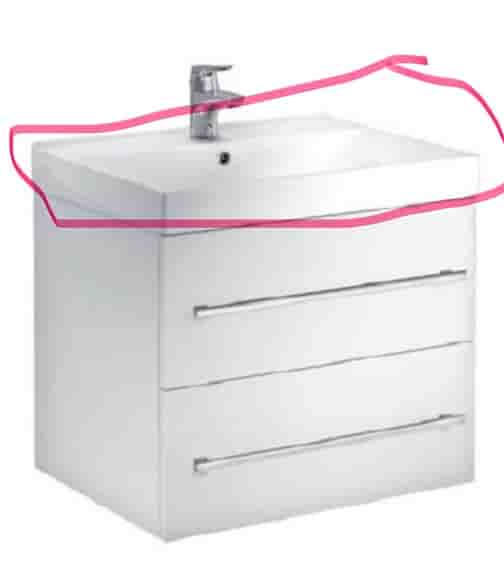 Fovere Handfat 60 cm porslin med 1 kranhål D46