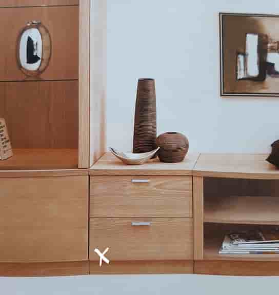 Dansk design möbelset i ekträ med förvaringsskåp och lådor