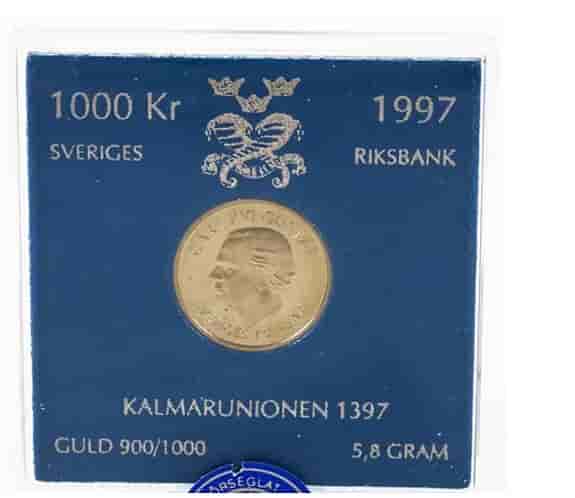Sveriges Riksbank 1997 Guldmynt 1000 Kr 5,8 gram 90% guld