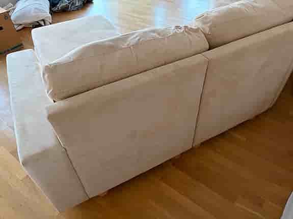 soffa med schäslong,  mocka tyg, i mycket gott skick