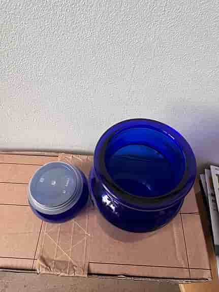 Retro kornblå burk i glas blå vintage förvaringsburk förvaring glasburk hållare