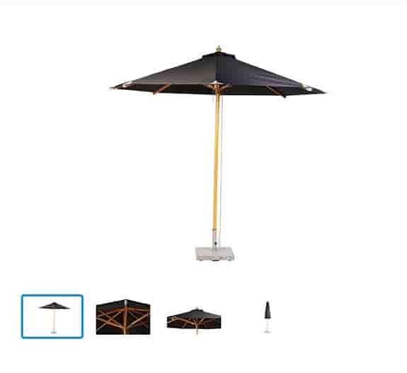 Ny Naxos parasoll Ø300 cm – oöppnad i kartong – 1400 kr