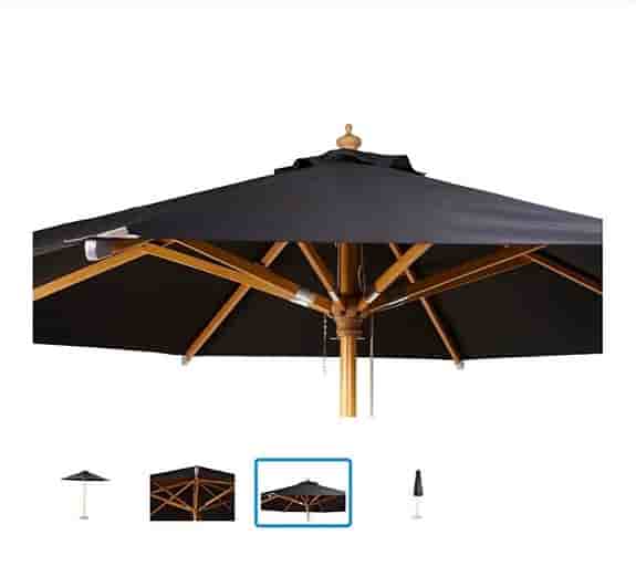 Ny Naxos parasoll Ø300 cm – oöppnad i kartong – 1400 kr