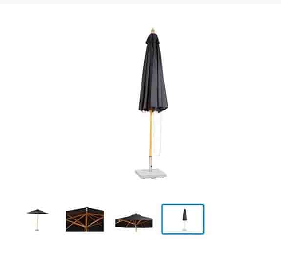 Ny Naxos parasoll Ø300 cm – oöppnad i kartong – 1400 kr