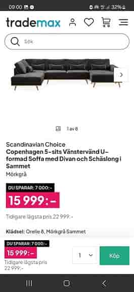 Säljer min soffa med anledning av flytt