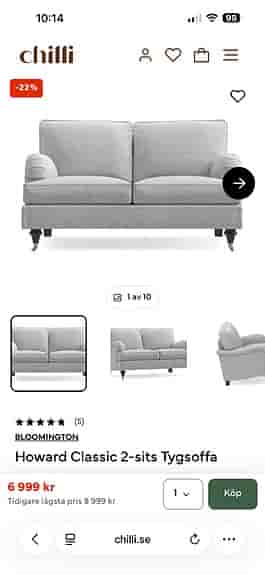 Howard classic 2-sits tygsoffa