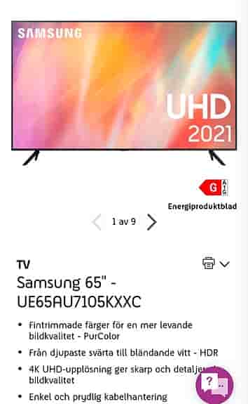 Samsung UE65AU7105KXXC TV 65 tum UHD