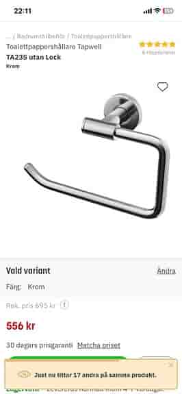 Toarullehållare krom