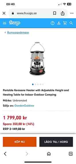 Trädgårdsvärmare fotogenkamin med justerbar höjd