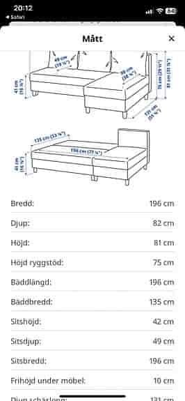 IKEA Älvdalen bäddsoffa med schäslong mörkgrå
