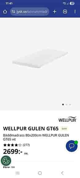 WELLPUR GULEN GT65 bäddmadrass 80X200