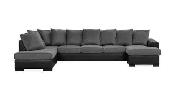 Soffa i 5 sits U formad Large Soffa med Divan och Schäslong i Konstläder/Tyg