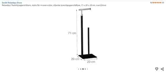 Toalettpappershållare golvmodell 71 x 20 x 20 cm svart/silver