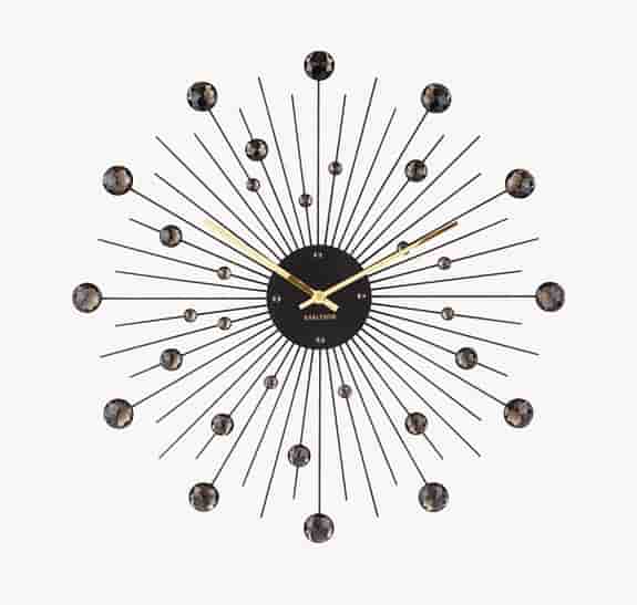 Karlsson väggklocka sunburst svart