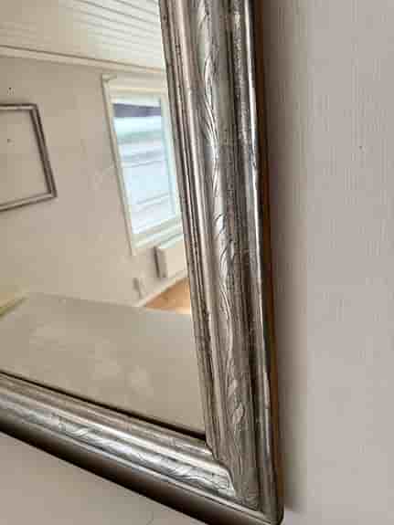 Antik fransk kamin spegel i bladsilver
