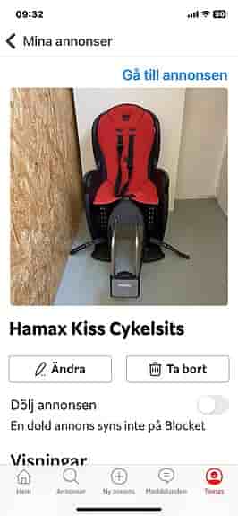 Hamax Kiss cykelsits röd svart