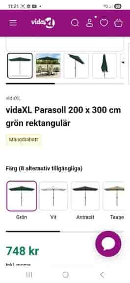 Helt nytt parasoll, 200 x 300 cm
