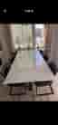 Genova vit marmormönstrat glas bord + 6 st stolar