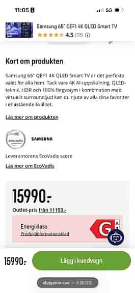 Samsung 65” QEF1 4K QLED Smart TV (2025)