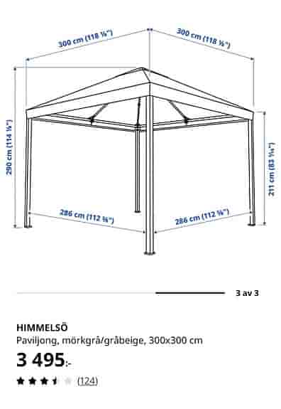 Ikea Himmelsö paviljong 300x300 cm mörkgrå/gråbeige