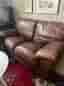 Soffgrupp 3-sits 2-sits med fotpall brun skinn