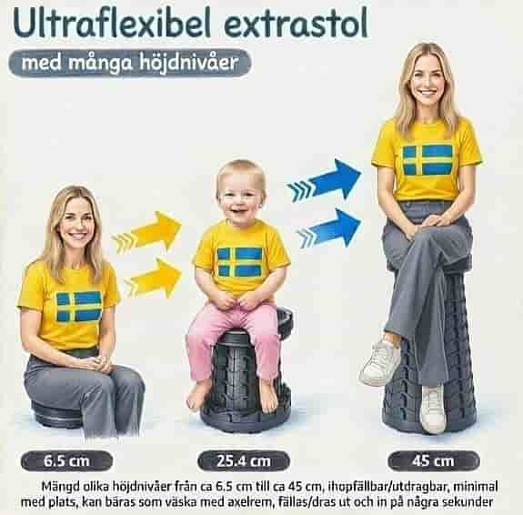 Ny Justerbar pall, kan bäras som väska med integrerad handtem/axelrem