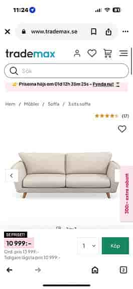 En 3-sits Tygsoffa och en fåtölj