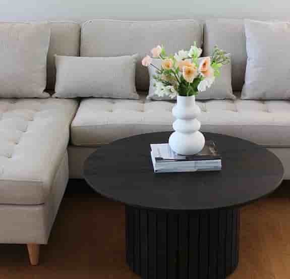 schäslongsoffa - Ljus beige - L: 215 x D: 82 x H: 78 cm